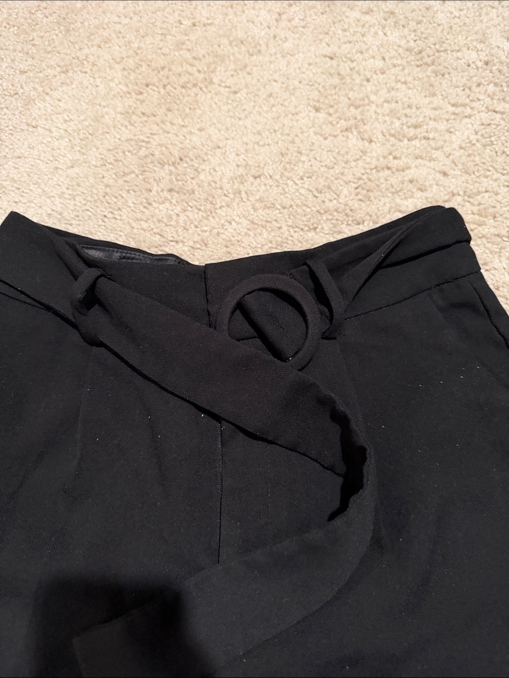 Mango Black High-Waist Belted Trousers